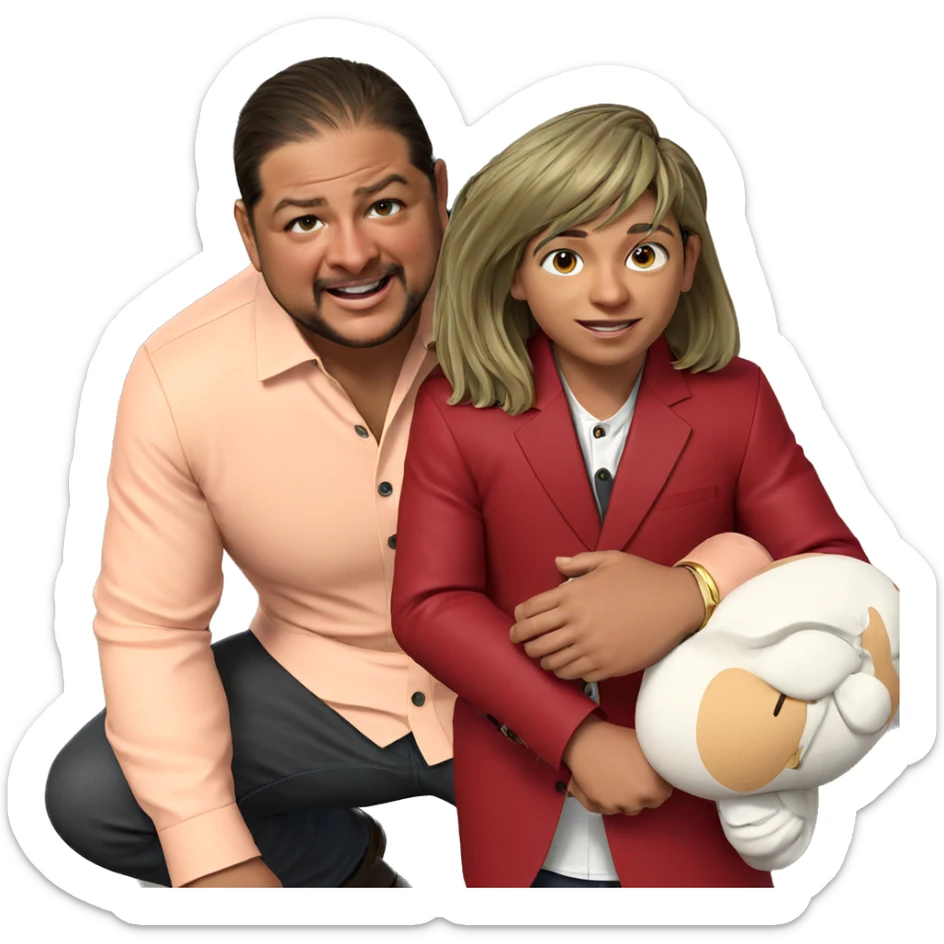 two boys in stylish attire sticker