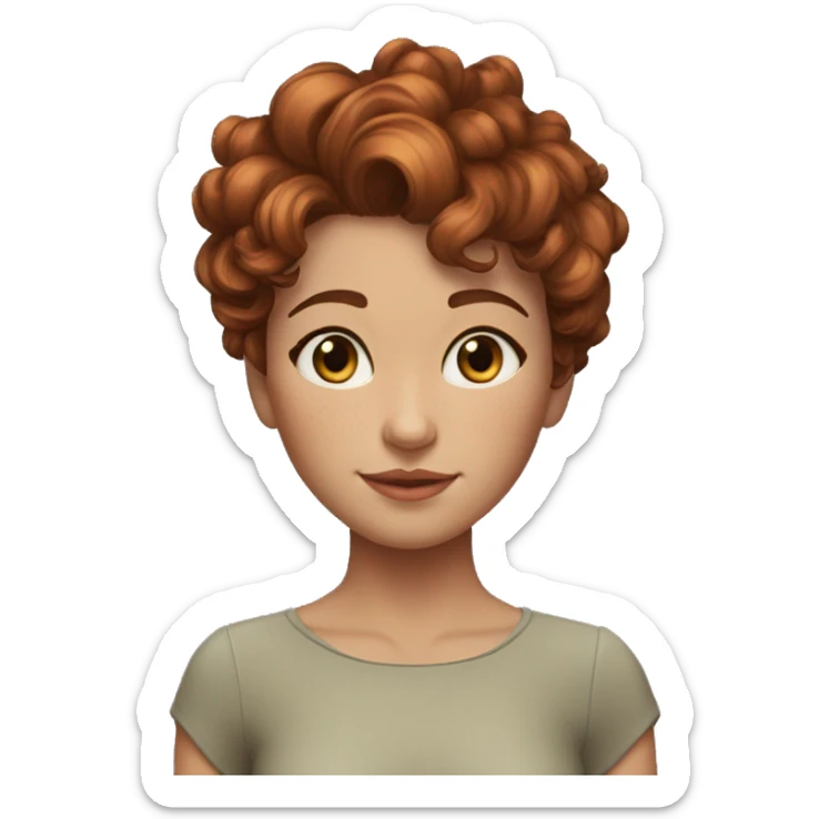 Her reddish brown hair was cut short now, curly and streaked with gray. Her skin, still eerily bronze against those light eyes,  sticker