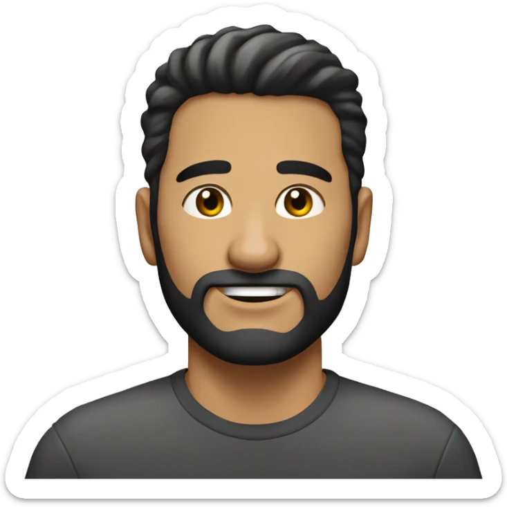 Hombre joven moreno, con algo de barba, seño fruncido y pelo corto sticker