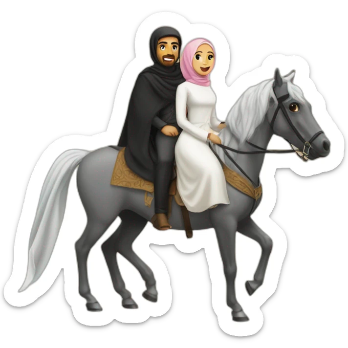 Hijabi women on a horse and saudi men on a horse sticker