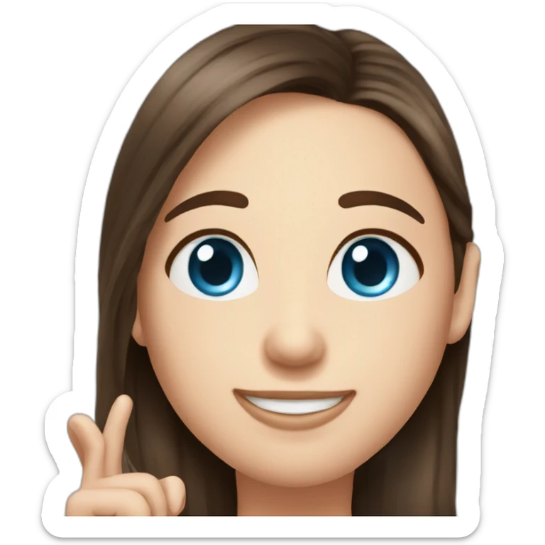 Happy and Cute brunette couple long hair, both have blue-eyed  sticker