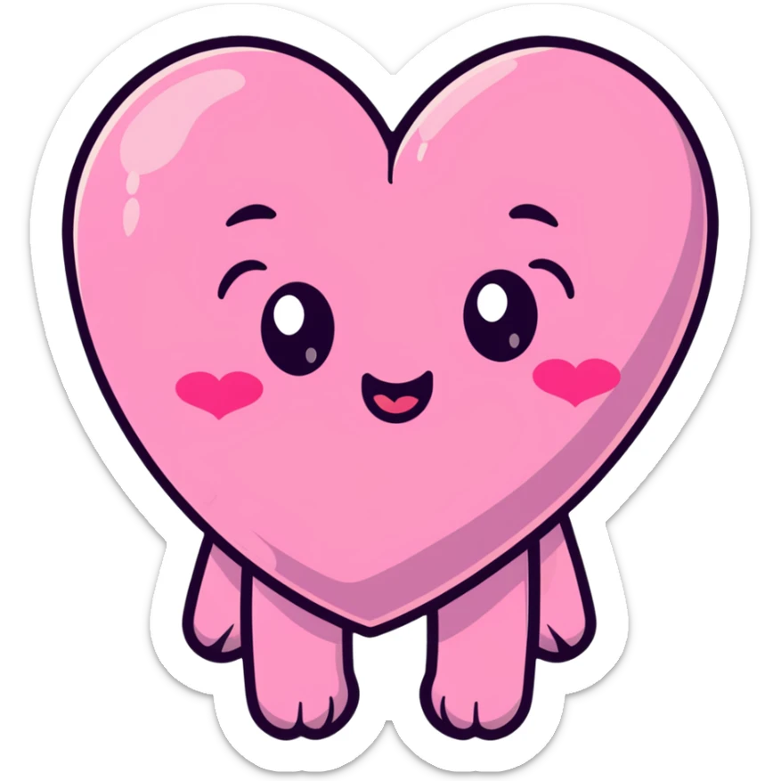 An adorable pink heart character with eyes and a smiling mouth, where the top heart lobes are plump and shaped like butt cheeks sticker