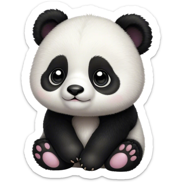 Cinematic Noble Baby Panda Portrait Emoji, Poised and regal, with a tiny, adorable build and a soft, fuzzy Fur of black and white, deep-set soulful gentle eyes, Simplified yet sharp and sophisticated features, highly detailed, glowing with a soft, dignified glow, high shine, intelligent and endearing, stylized with an air of miniature majesty, focused and attentive, soft glowing outline, capturing the essence of a watchful and confident little panda, so majestic it feels as though it could toddle out of the screen with effortless authority! sticker