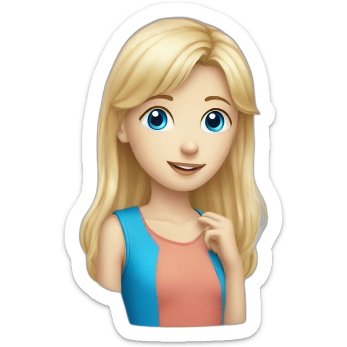 Kiss of two people, blond hair girl with blue eyes and blond hair boy with blue eyes  sticker