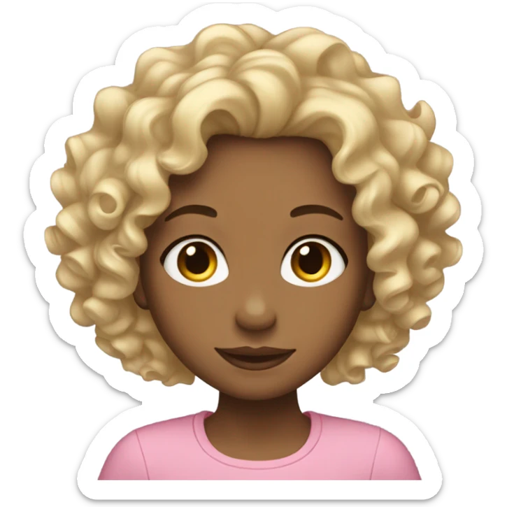 Girl curly hair that goes from brown roots to blonde tips sticker