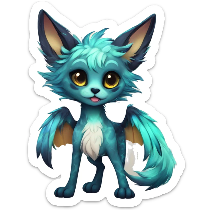 Cool cute Kawaii edgy fantasy shiny animal  fursona Fionbri vernid by griffsnuff & LiLaiRa & Falvie full body sticker