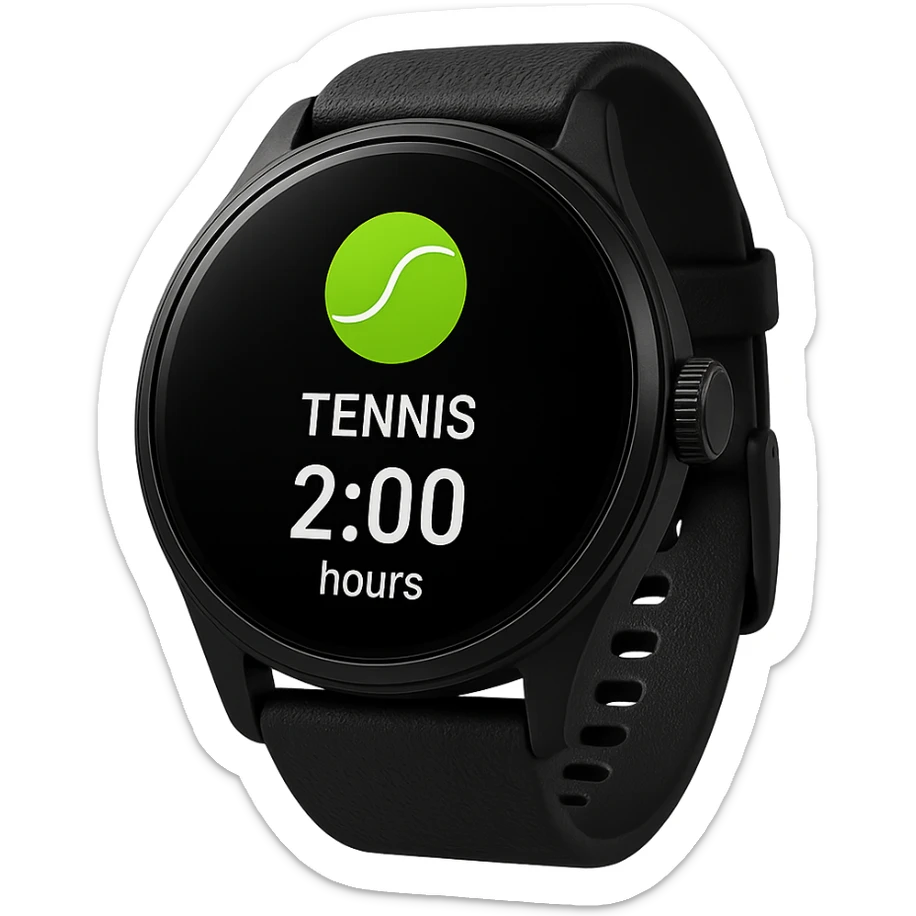 smartwatch con modalità attiva di tennis che segna 2 ore di tennis, REALISTICA 4K sticker