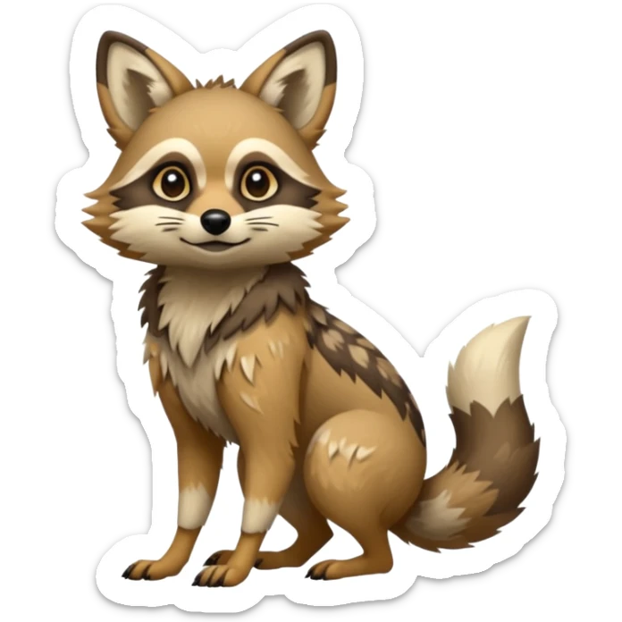 fantasy-tanuki-jackal-Coyote-marsupial-fursona-hybrid animal creature full body with intricate markings  sticker