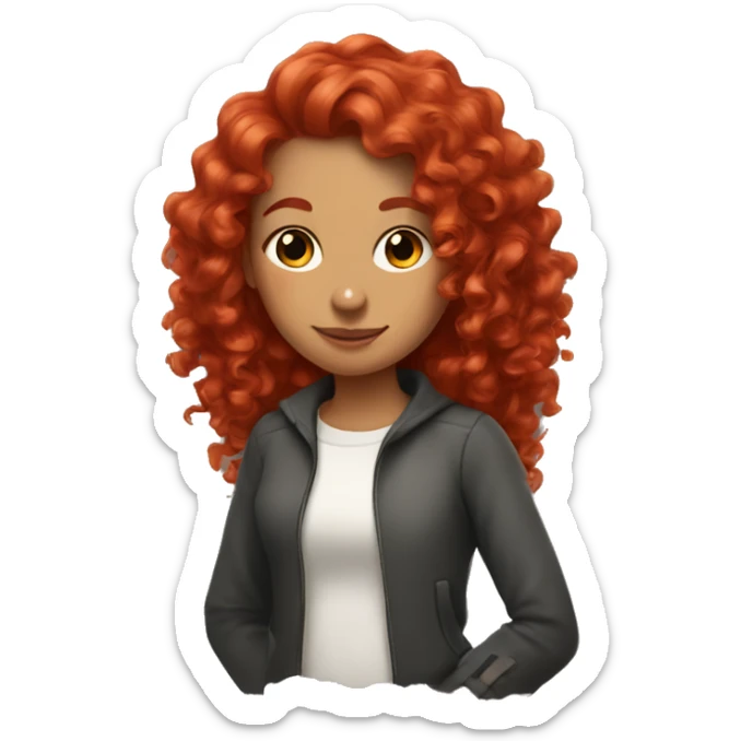 girl with red hair and curls with a rat on her shoulder sticker
