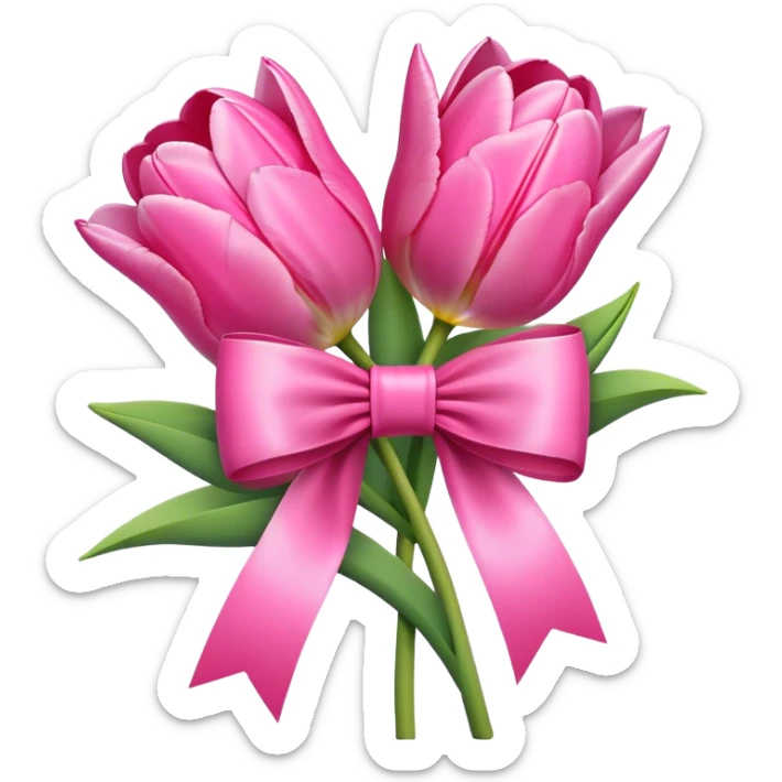 Pink tulips with a bow sticker