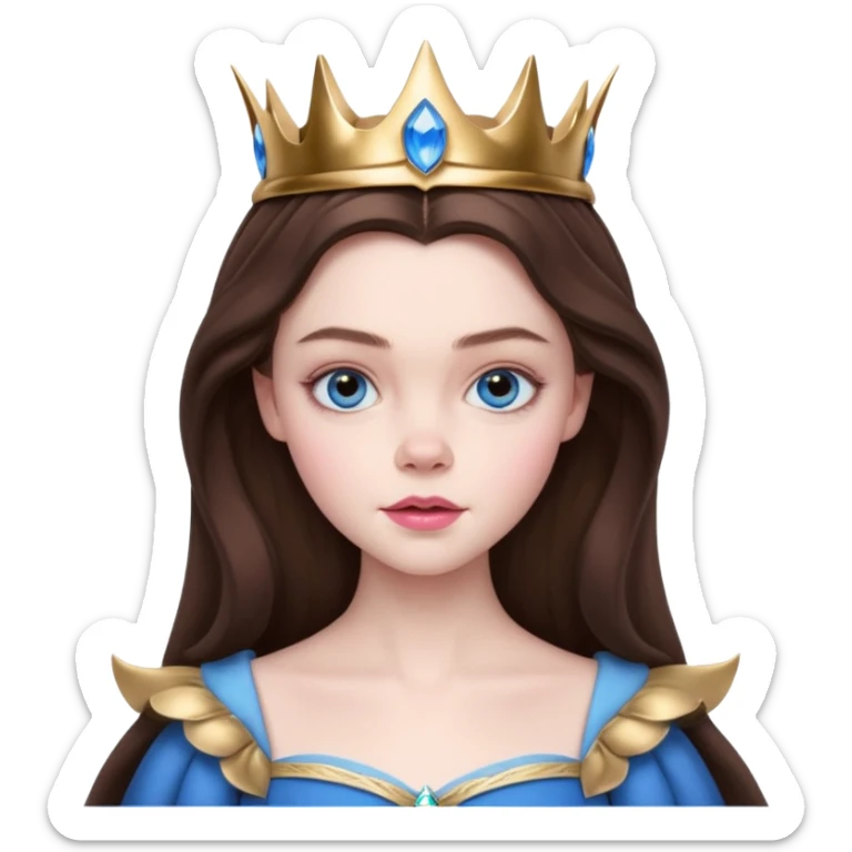 Elle fanning as princess Aurora in Maleficent but with chocolate brown hair and blue eyes, slightly bigger pink lips. sticker
