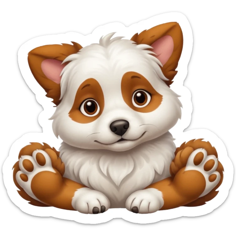 white dog with brown spots laying down with paws crossed on top of eachother sticker