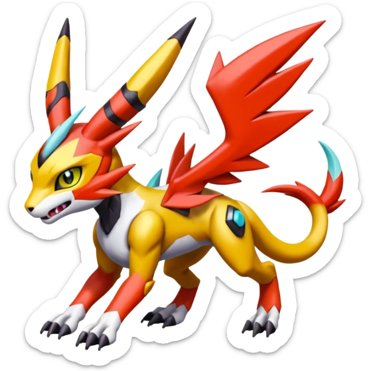 Meloetta-Wargreymon-Renamon-Guilmon-Pokémon-Digimon-Fakémon-fusion-hybrid-creature sticker