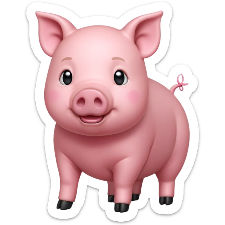 cinematic-[realistic pig]-realistic-full-body-standing-emoji,-tail-flicking-lazily,-head-tilted-dramatically,-sleek-[pink]-skin,-simplified-yet-realistic-focused-features,-highly-detailed,-glowing-with-an-almost-sarcastic-glow sticker