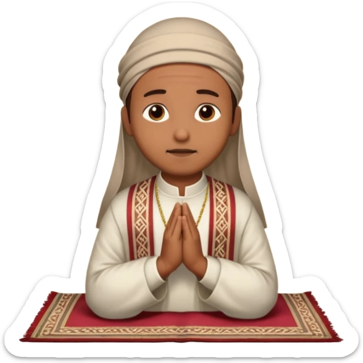 Buatkan emoticon siap pakai. Seseorang sedang sholat. sticker