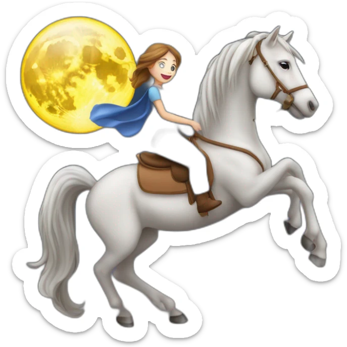 Je veux un emoji d’une belle fille assises sur la lune à cheval sticker