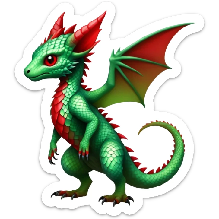 Cool Edgy Green Red ethereal badass punky Fionbri-Vernid-Trico-animal-creature full body sticker