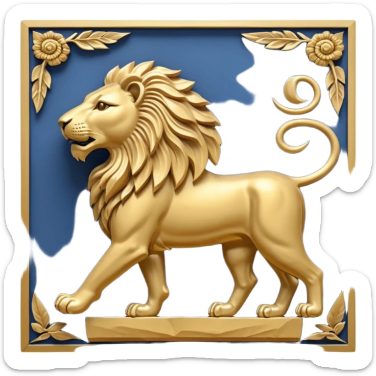 An emoji of a majestic lion from ancient Assyrian art, shown in a hunting scene. sticker