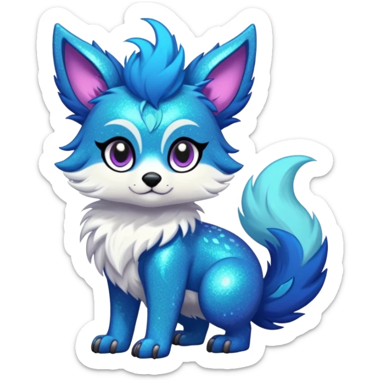 Cool cute Kawaii edgy fantasy animal sparkle fursona Fionbri creature by griffsnuff & LiLaiRa & Falvie full body sticker