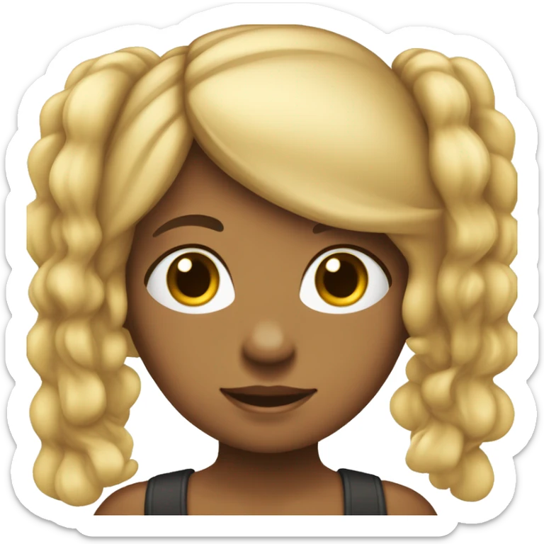 Criança menina pele branca cabelo castanho liso usando coroa sticker