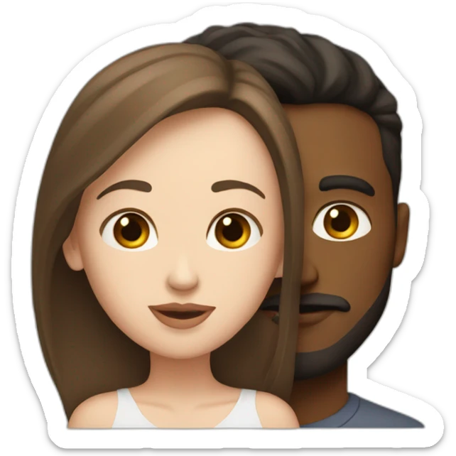 White Man with short dark hair kissing white woman with long brown hair sticker