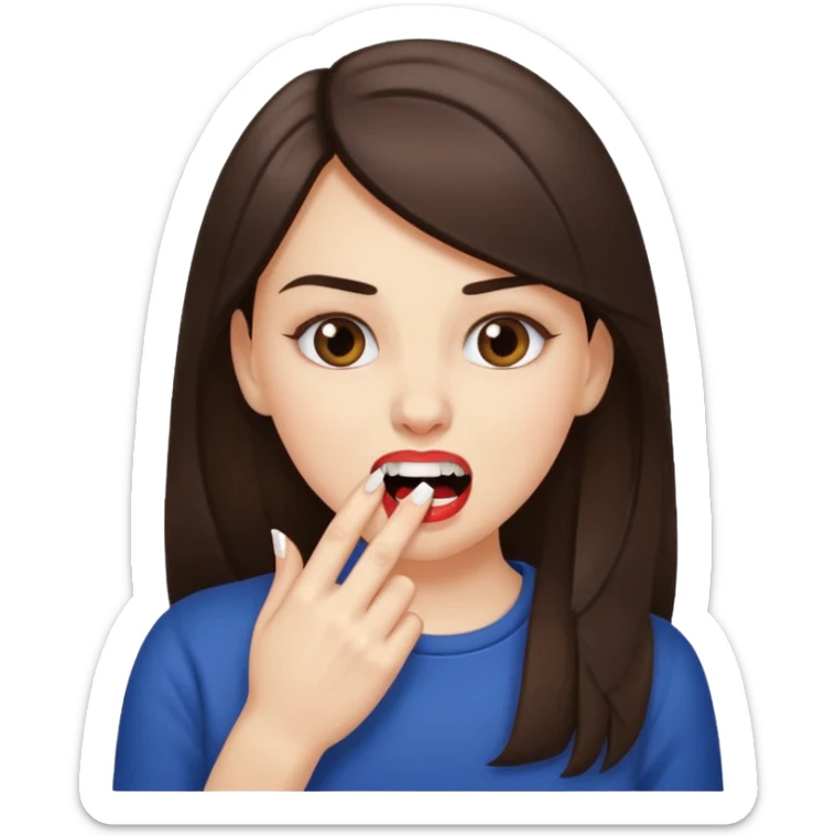 Une fille brune et blanche qui se mord l'ongle avec ses dents comme si elle draguait qqn sticker