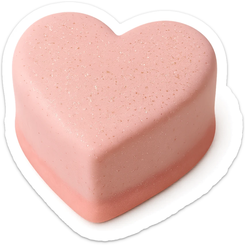 heart-shaped fondant cake with edible glitter sticker