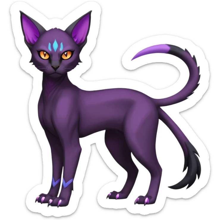 Black edgy Noivern-Litten-Sphynx-Lykoi-Caracal-cat-Fakemon full-body sticker