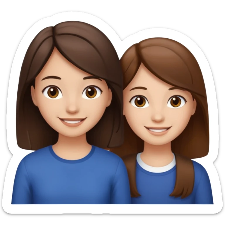 2 Besties g girls one dark brown hair one light brown hair sticker