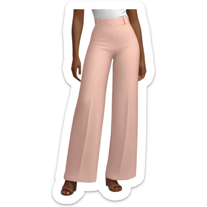 Realistic isolated pair of high waist long wide leg dressy casual pants in pink sticker
