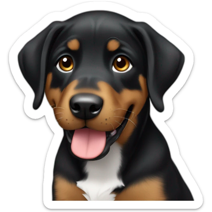emoji of a black and brown beauceron puppy with white chest and chin making a hungry gesture sticker