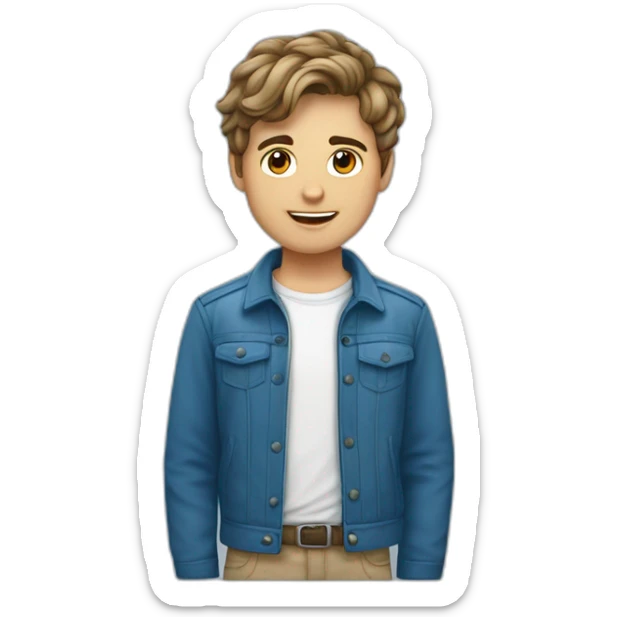 Un jeune homme français avec les cheveux couper dégradé bas et teinture bleu sticker