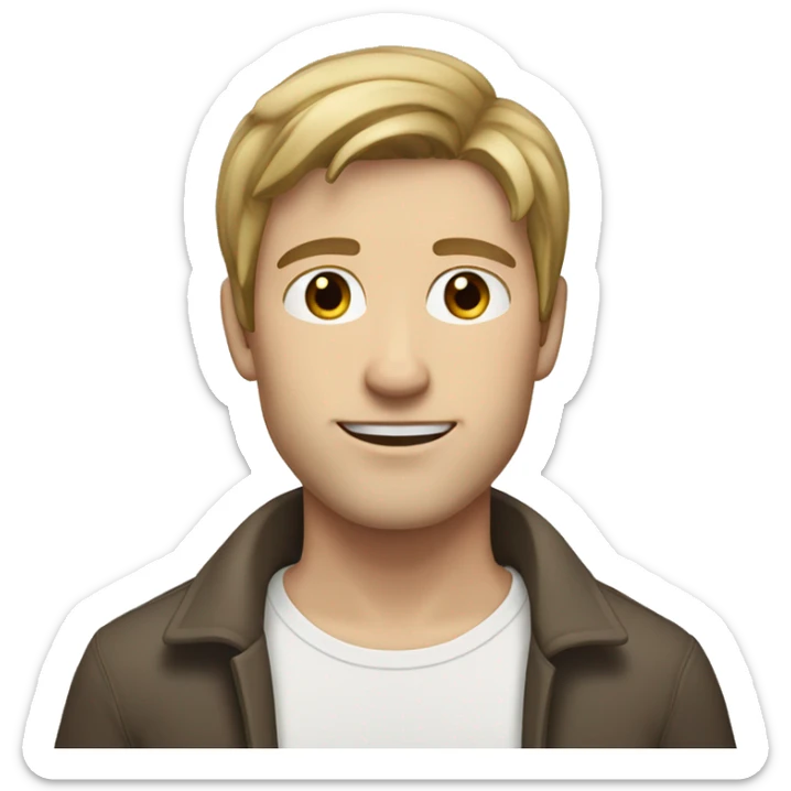 middle length dark blonde haired male with white skin and brown eyes  sticker