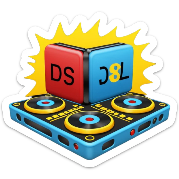 un gif texte qui défile  "BREAKSTYLEZ TV"  change de couleur sur fond noir sur le theme dj sticker