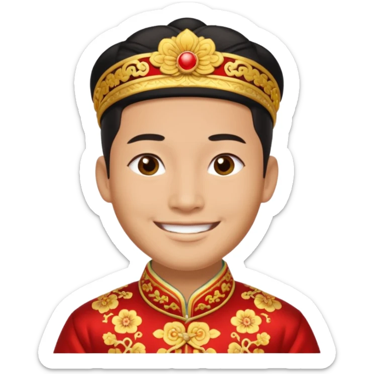 Chinese groom, traditional, culture of chinese, smiley on face. sticker