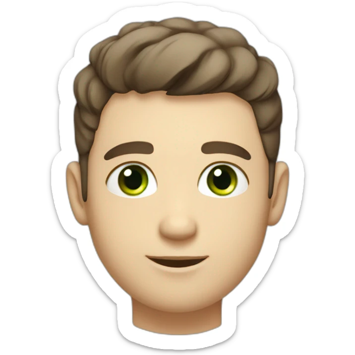 cute white man with dark brown fade haircut green eyes sticker