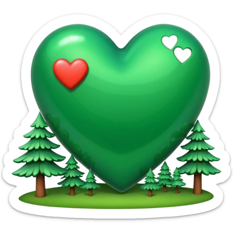 a big green heart emoji that says "I love you Candy"  with small pine trees behind it sticker