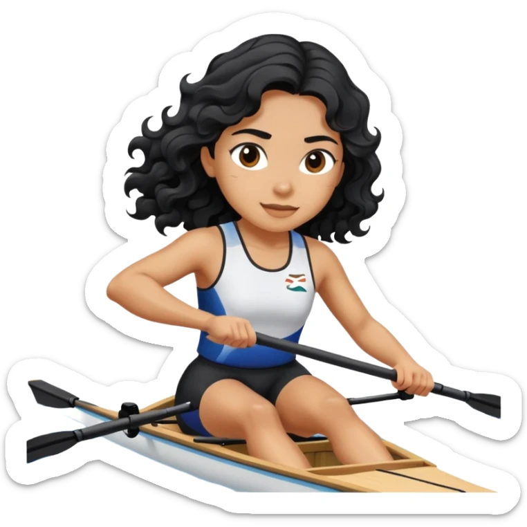 girl with long black wavy hair rowing in Olympic sport sticker