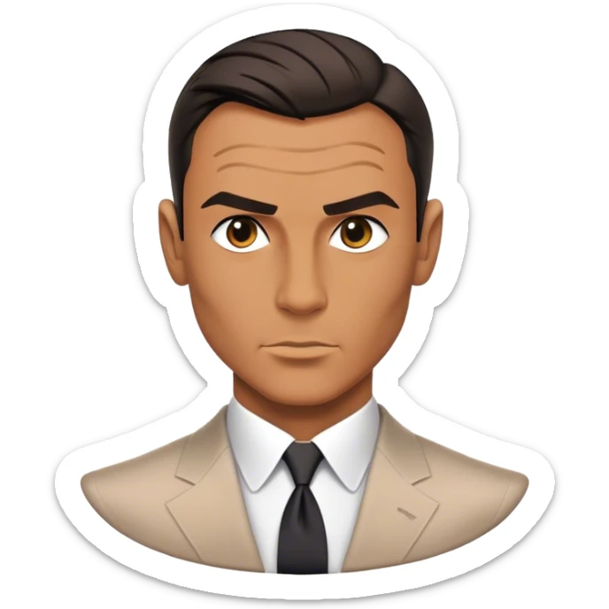 Cinematic Realistic James Bond Pop Culture Emoji, depicted with suave sophistication and dynamic action rendered with crisp details and cinematic lighting that capture his legendary cool. sticker