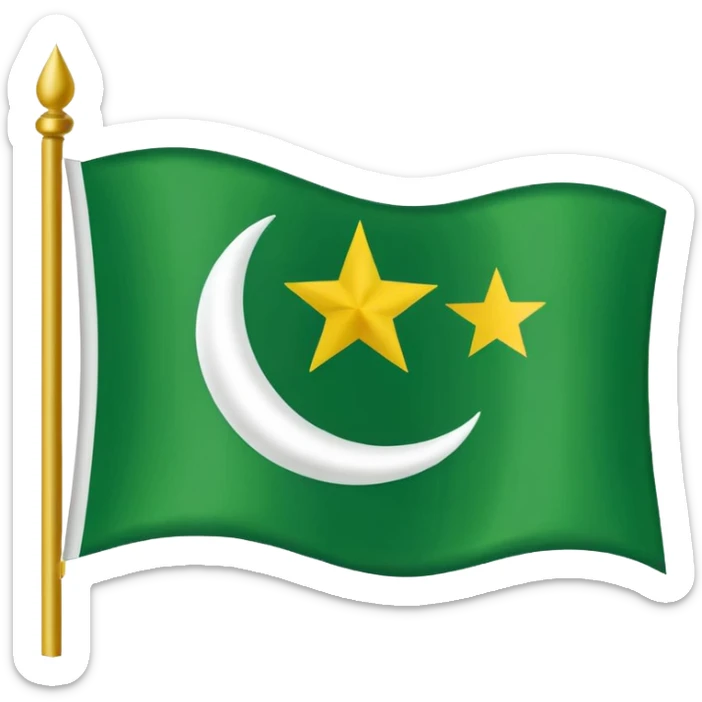 Flag of Kashmir it h crescent and star and of yellow, green and white colours  sticker