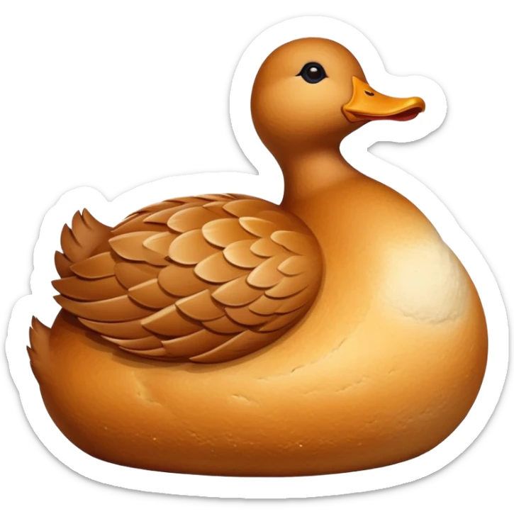 loaf of gluten bread in the shape of a duck, detailed bread texture sticker