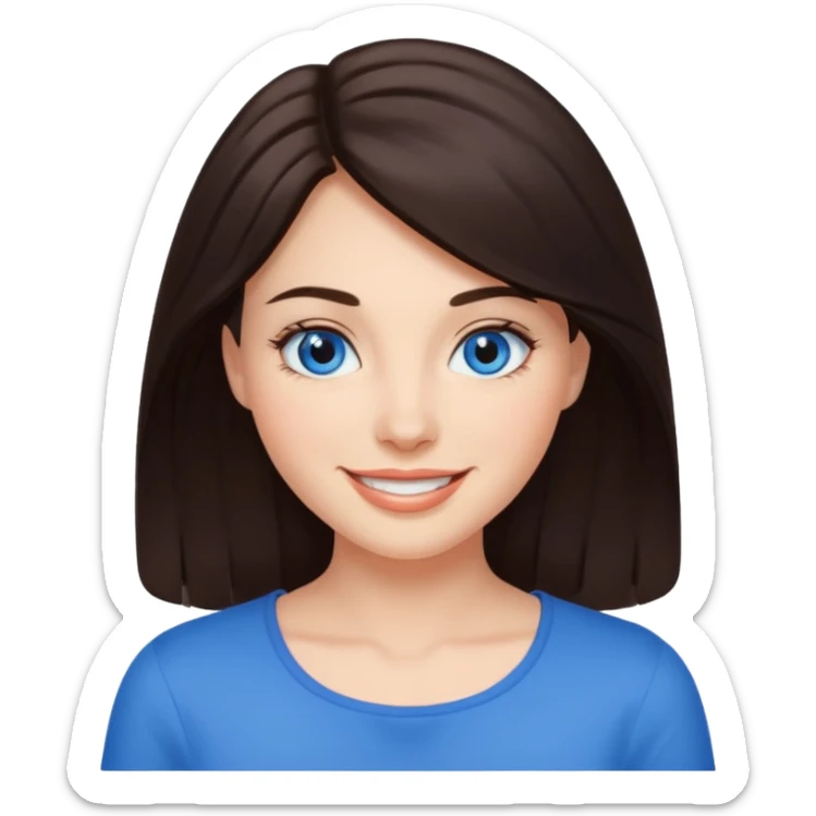 Chica pelo castaño oscuro y ojos azules que parezca más mayor y más guapa sticker