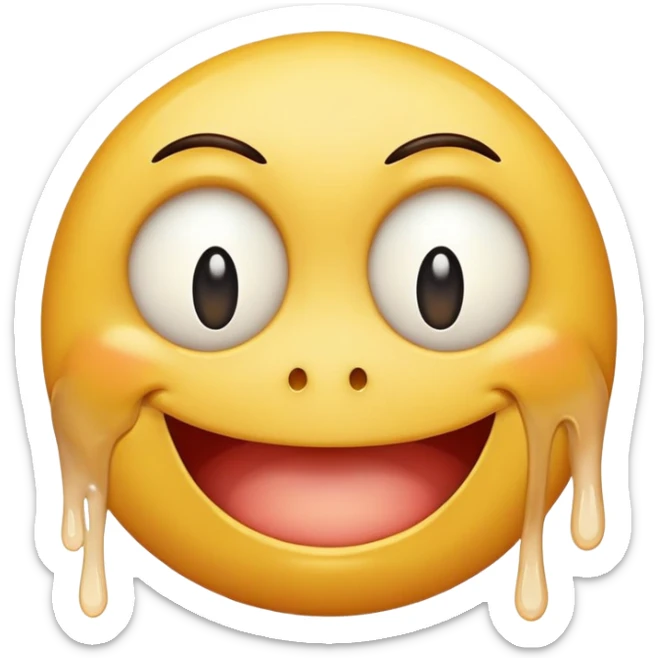 a standard, sexless, melting smiley with his eyes averted and his mouth agitated. He has anxiety. sticker