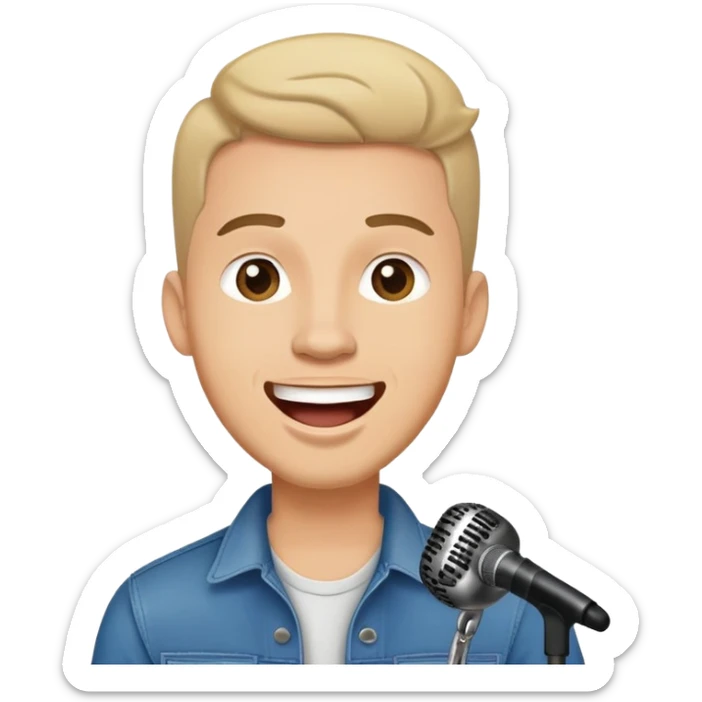 Happy Rock Pop Music Male singer in his 30s dressed with trendy style sticker