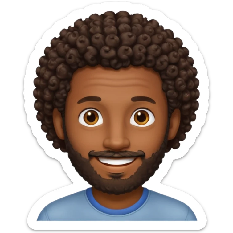 Dark brown skin man with a light beard and a curly   fade haircut with dark brown eyes sticker