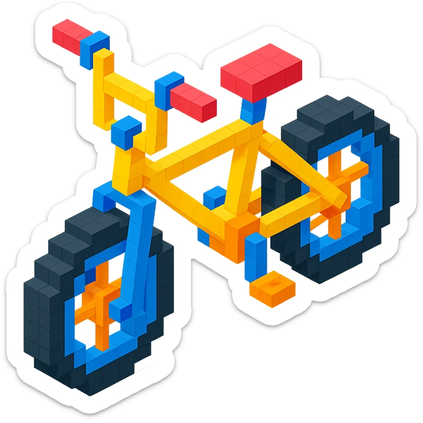 isometric view of a BMX bicycle in voxel style sticker