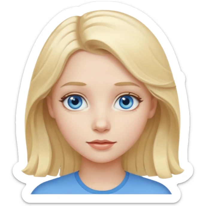 A pale girl with blue eyes and blonde slightly wavy hair sticker