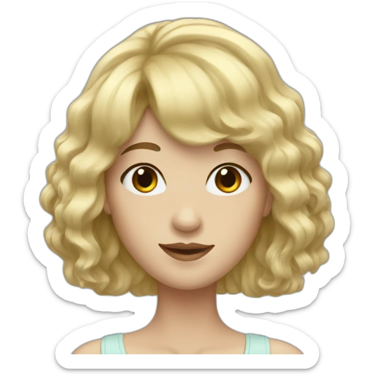 pale female with wavy black hair and bangs sticker