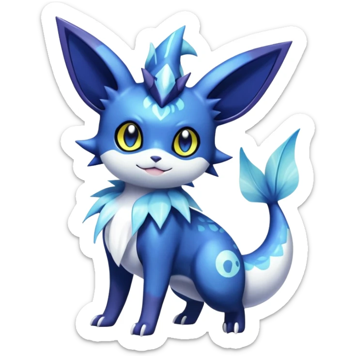 Noibat-Vaporeon-Meowstic-Umbreon-Fakémon-hybrid-creature (full body)  sticker