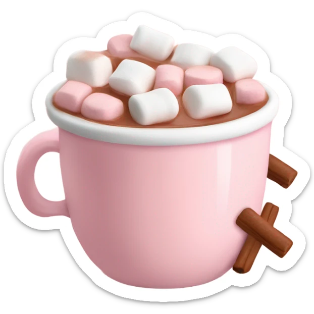 Light Pink mug of hot chocolate with marshmallows  sticker